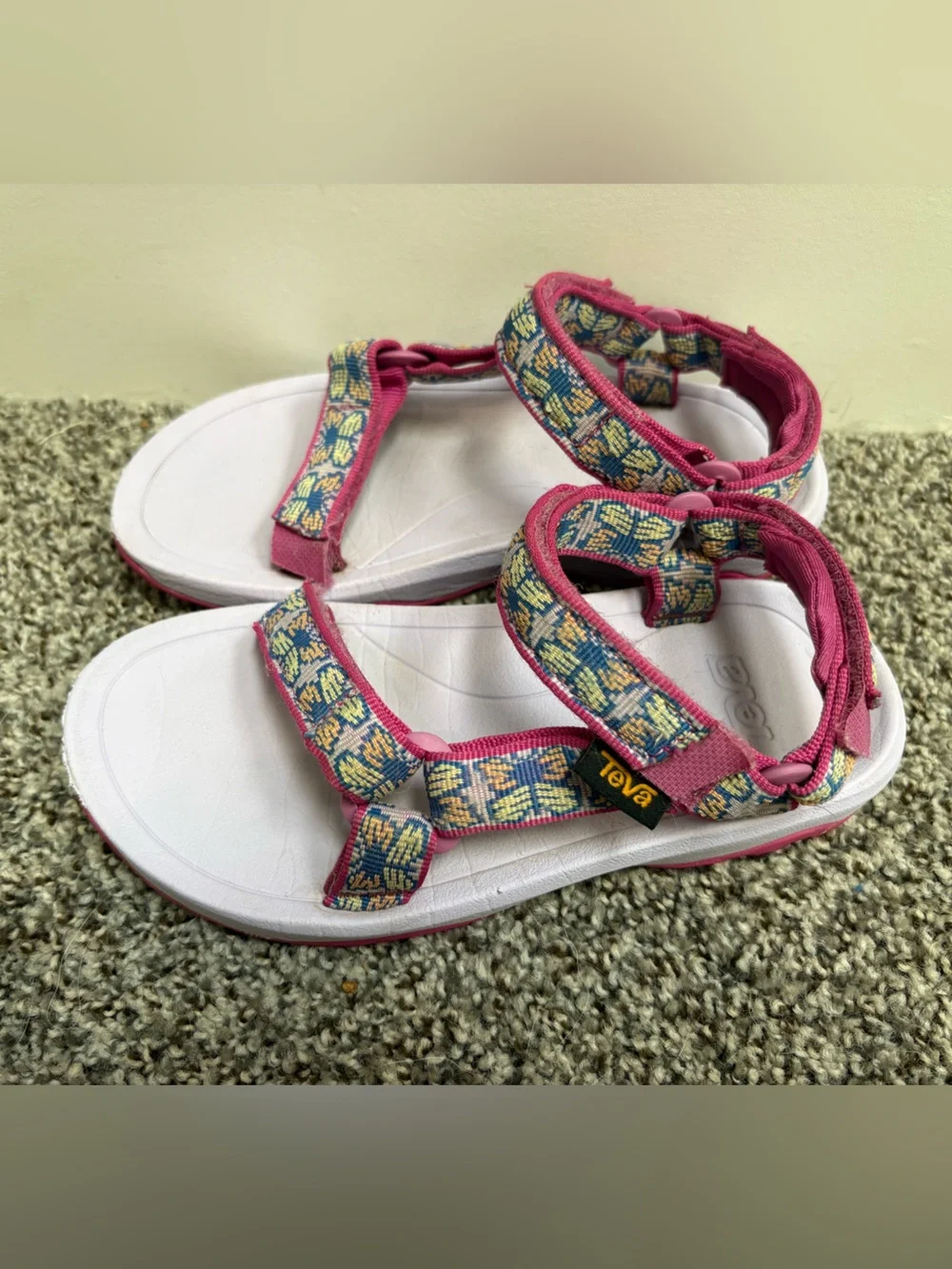 Teva Kids Pink Patterned Velcro Strap Sandals Ultra Comfy Size 13c
